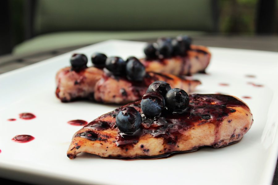 Grilled Chicken with a Smoky Blueberry Glaze