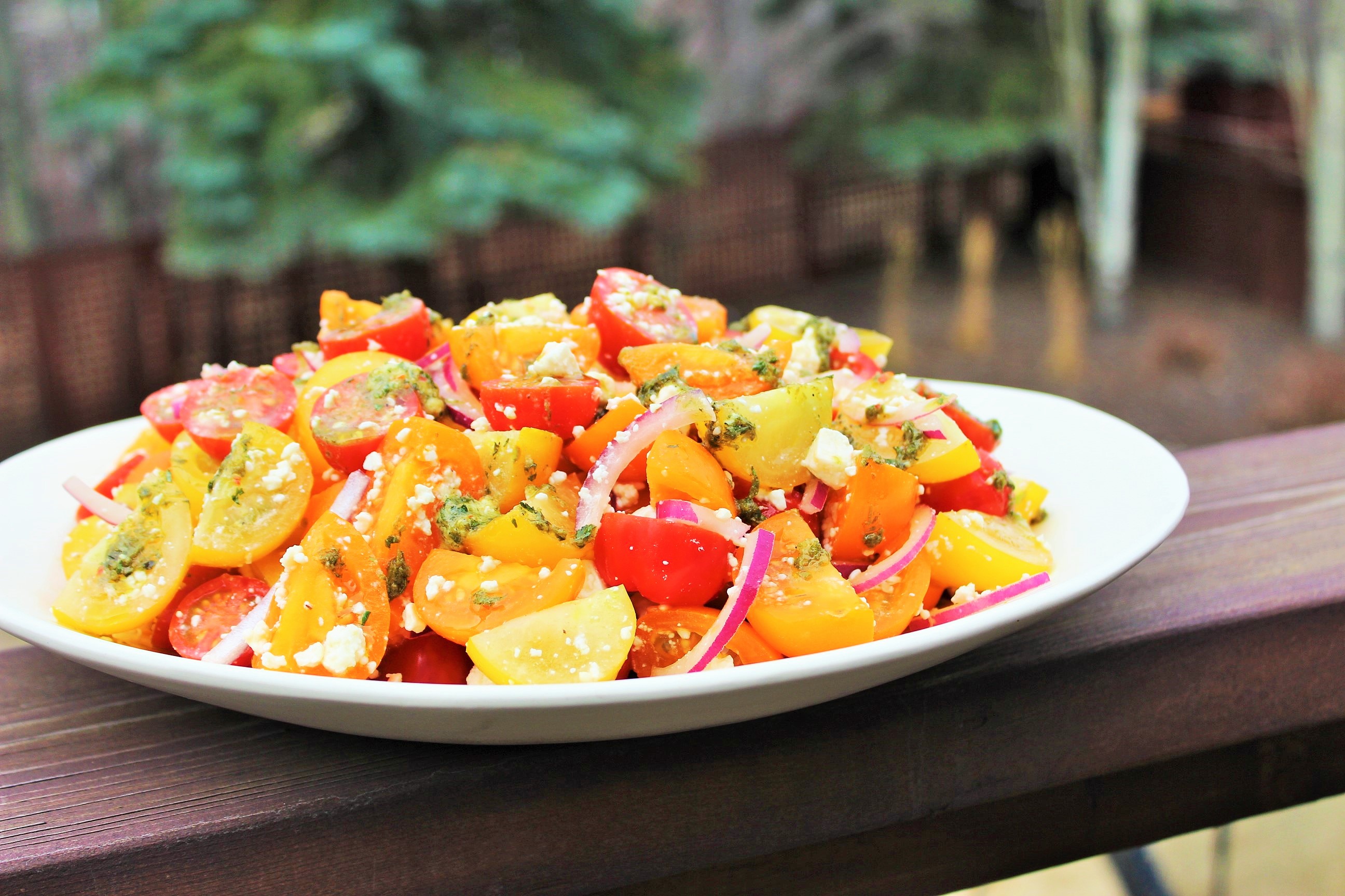 Mixed Tomato Salad with Basil Vinaigrette